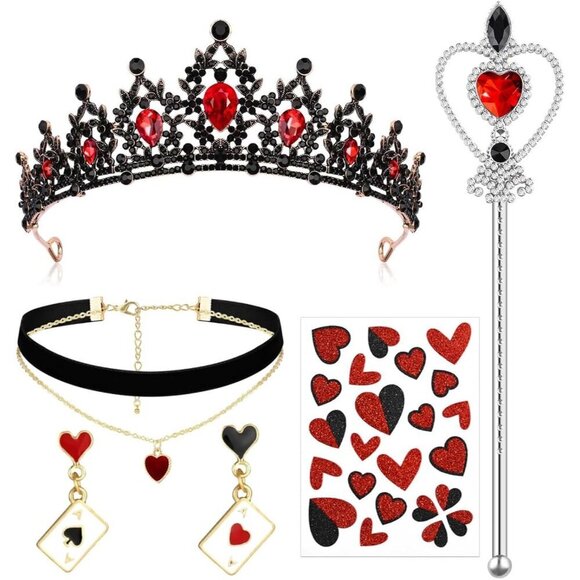 Halloween Queen Costume Set Includes Crown Earrings Scepter Stickers for Women main image 6